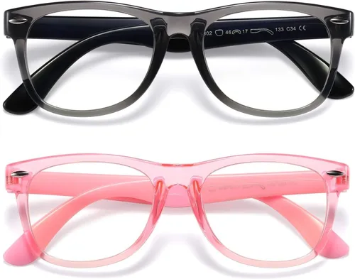 Vista 11 de DYLB Lentes de bloqueo de luz azul para niños y niñas, paquete de 2, anteojos de computadora para niños de 3 a 9 años, antiluz azul y dolor de Negro