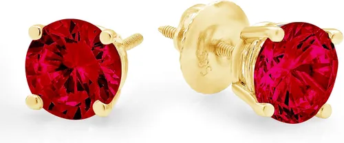 Vista 2 de Clara Pucci 4.1 ct Solitario de corte redondo brillante VVS1 impecable granate rojo natural par de aretes de tuerca sólido de oro amarillo de 18
