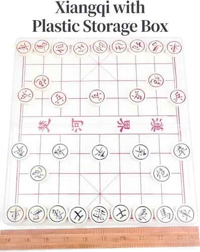 Vista 4 de MAGIKON Ajedrez chino, Xiangqi de plástico duro con caja de plástico, diámetro de 1-1/5 pulgadas