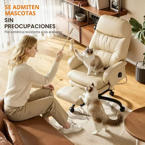 Vista 5 de Silla de oficina ergonómica FLEXISPOT con reposapiés, silla de escritorio de computadora de respaldo alto, silla de salón interior con ruedas
