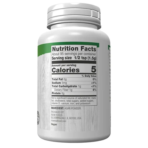 Vista 2 de NOW Foods, Agar en polvo, sustituto vegano de gelatina, 5 onzas