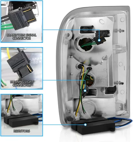 Vista 6 de AmeriLite Juego de luces traseras para camioneta Ford Ranger 1993-1997 tipo C halógeno, LED, tubo de repuesto para camioneta, lado del pasajero