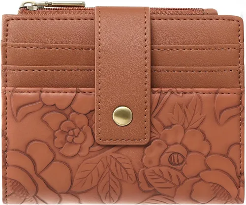 Vista 9 de SENDEFN Billeteras pequeñas para mujer, con bloqueo RFID, de cuero, plegable, para tarjetas de crédito, bolsillo con cremallera y ventana