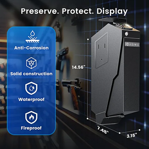Vista 5 de ADIMO - Caja de seguridad para pistolas, caja fuerte biométrica para huellas dactilares con acceso rápido, apertura biométrica, montaje único
