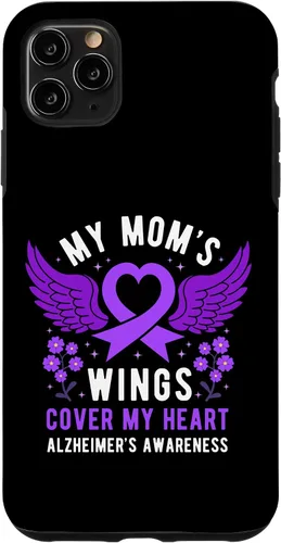 Vista 11 de Funda morada para iPhone 14 My Mom's Wings Cover My Heart Alzheimer's Awareness