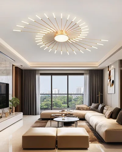 Vista 9 de Luz de Techo LED Moderna, Lámparas de Techo con Forma de Flor, Luces de Techo Empotradas, Candelabro de Montaje al Ras, Lámparas de Techo de Metal