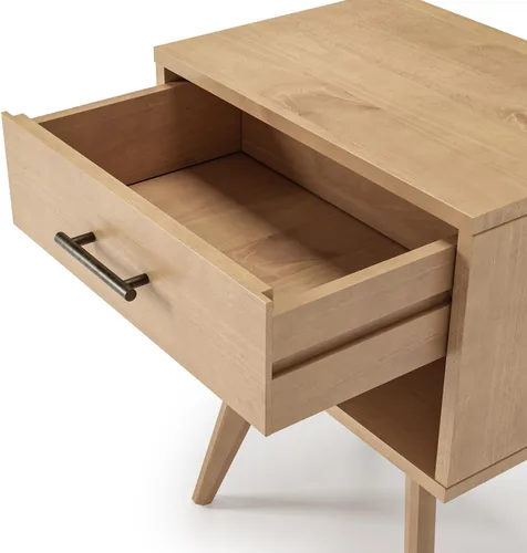 Vista 8 de Camaflexi Mid Century Modern One Drawer Nightstand/Solid Wood/Partial Assembly Required - Light Oak Finish