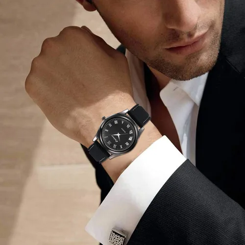 Vista 3 de Avaner Reloj de pulsera analógico de cuarzo para hombre, 2 en 1, con escala romana, encendedor de cigarrillos