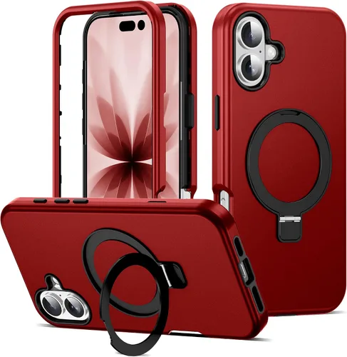 Vista 37 de Funda compatible con iPhone 13 y 14 de 6.1 pulgadas con soporte de anillo magnético [protección militar contra caídas] [compatible con Mag-Safe]