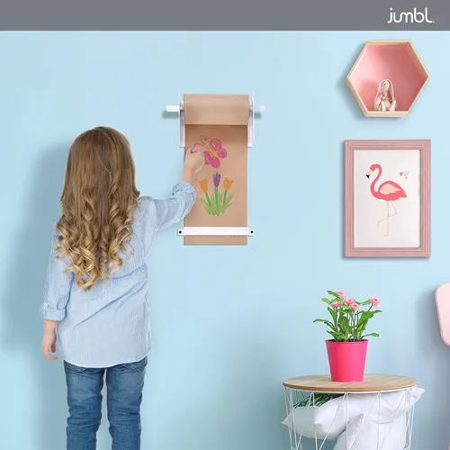 Vista 3 de Jumbl Dispensador de papel kraft montado en la pared de 8 pulgadas Rollo de papel colgante con cortador para cocina, sala de bricolaje, oficina