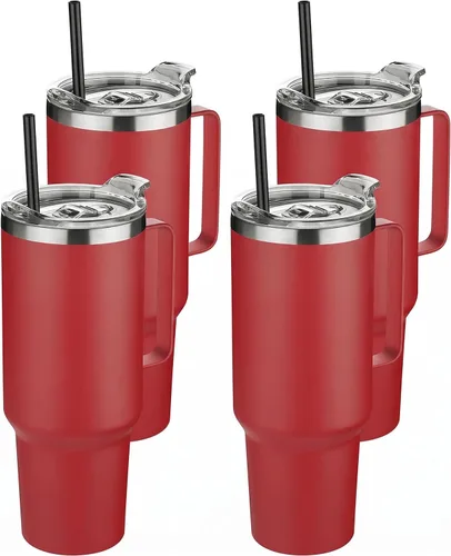 Vista 10 de Hasle Outfitters - Vaso de acero inoxidable de 40 onzas con asa, juego de vasos térmicos aislados al vacío, taza de viaje reutilizable de doble
