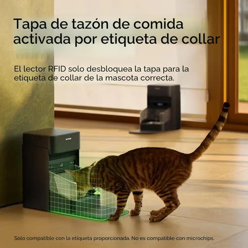 Vista 3 de Paquete de 2 comederos automáticos RFID PETLIBRO para gatos, sensor de collar para comidas personalizadas, reconocimiento de gatos, seguimiento