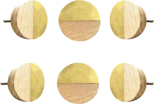 Vista 9 de Perilla Home Juego de 6 pomos de puerta de madera - Pomos decorativos ovalados con incrustación para puerta con mango, elegante adición
