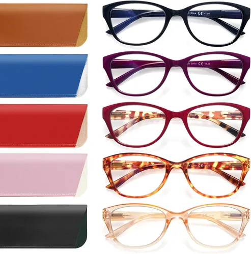 Vista 7 de COJWIS 5 Pack Reading Glasses for Women Blue Light Blocking Computer Readers with Spring Hinge Anti Eye Strain Eyewear Varios