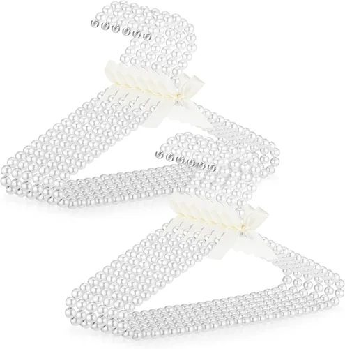 Vista 13 de Threan Rosa 12 piezas de perchas de ropa con cuentas de perlas mini con cuentas de perlas pequeñas de metal con cinta, estándar para niños, bebés