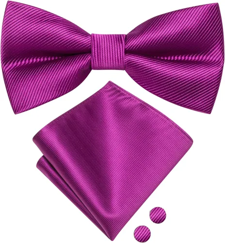 Vista 3 de Hi-Tie Juego de alfileres de solapa de pajarita preatados sólidosde cristal para hombre, pajarita ajustable para boda, baile de graduación, esmoquin