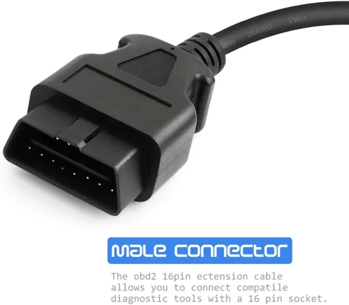 Vista 2 de FOXWELL OBD2 OBD II adaptador de cable convertidor de extensión de diagnóstico de 16 pines macho a hembra 1m/ 39 pulgadas