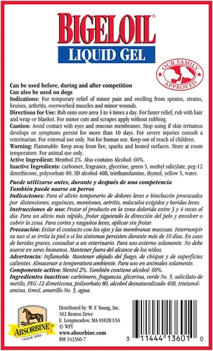Vista 2 de Absorbine Bigeloil Liniment Gel, refrescante tópico para dolores musculares, articulaciones y dolor de artritis, botella de 14 onzas