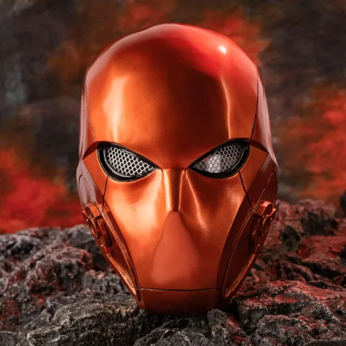 Vista 3 de Casco máscara de Red Hood para adultos XCOSER, accesorio para Halloween o cosplay, Adulto, rosado, (Mordern Version)