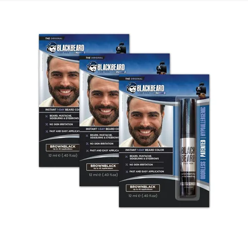 Vista 13 de Barbanegra para hombre, color de barba instantánea, negro, 1 paquete 1-Day Temporary Facial Hair Tint, Beard, Mustache, Eyebrow, Sideburns