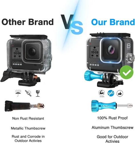 Vista 2 de MiPremium Carcasa impermeable para GoPro Hero 8, color negro. Accesorios de montaje de jaula de buceo con tornillo de aluminio y hebilla
