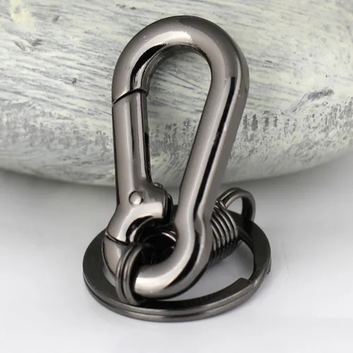 Vista 4 de Maycom Llavero simple de estilo retro resistente con forma de mosquetón, anillo para llaves, llavero, portallaves, S, Negro