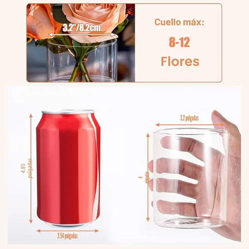 Vista 2 de UPBUD Jarrones Cilíndricos de Vidrio Pequeños de 4 Pulgadas para Centros de Mesa 12 piezas Jarrón de Flores Transparente para Decoraciones