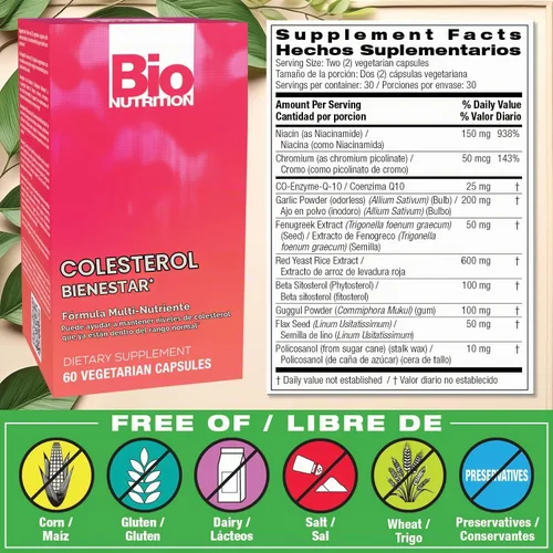 Vista 2 de Bio Nutrition Colesterol Wellness, 60 Cápsulas