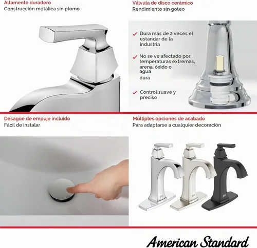 Vista 3 de American Standard 7426101.002 Belmeade - Grifo de baño monomando, 1.2 GPM, cromado