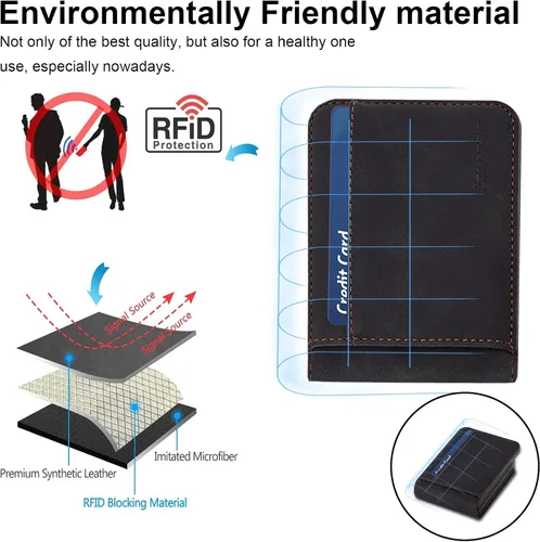 Vista 7 de Funda de piel con tapa para Samsung Galaxy Z Flip 3, con protección de bisagra, delgada y magnética tipo cartera [1 tarjetero], funda protectora a