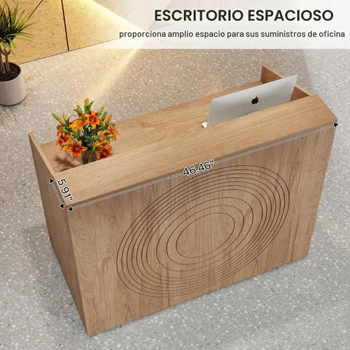 Vista 6 de Tribesigns Escritorio de Recepción con Mostrador, Mesa de Recepción Frontal Moderna con Pasacables, Mostrador de Venta al por Menor de 47 Pulgadas