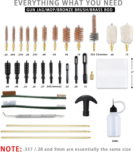 Vista 2 de Kit de limpieza de pistola Bore Baby Universal para rifle, pistola, escopeta con estuche de transporte portátil para 12Ga 20Ga .22 5.56mm .223