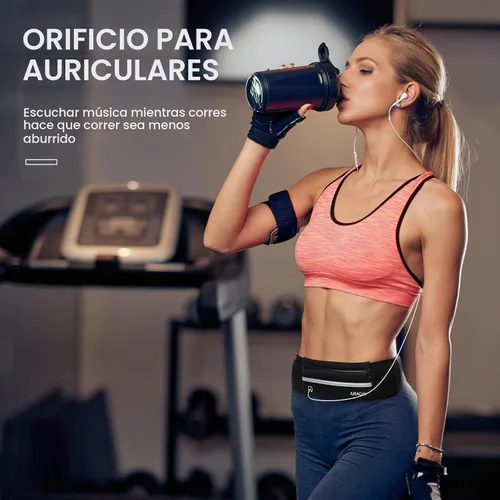 Vista 4 de Jueachy Cinturones de correr para mujeres, riñonera impermeable, bolsa de cintura para correr, soporte para teléfono, cinturón de dinero ajustable