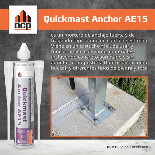 Vista 4 de DCP Quickmast AE15 - Epoxi para hormigón para barras de refuerzo y varillas - Sistema de anclaje de alta resistencia, epoxi acrilato de dos partes