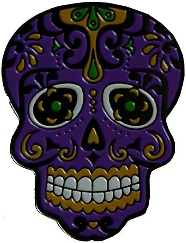 Vista 8 de Dia De Los Muertos - Marcador de pelota de golf y clip para sombrero de rosa roja BandSkull