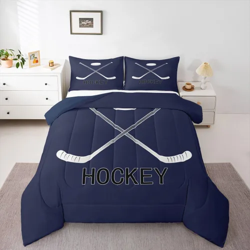 Vista 8 de Erosebridal Edredón de plumón de hockey sobre hielo, juego de edredón de jugador de hockey para adolescentes, niños y hombres, juego de ropa de cama