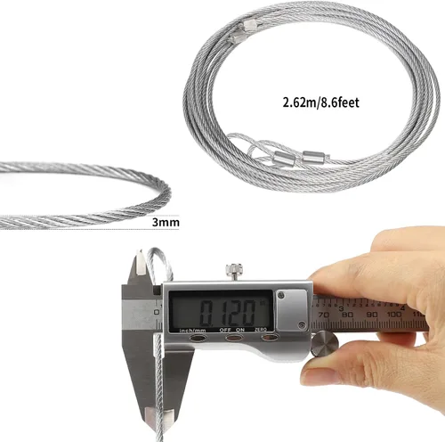 Vista 2 de Cables de resorte de torsión para puerta de garaje de 8.6 pies, cable de elevación de acero galvanizado de 7 x 7 pulgadas de diámetro, cable