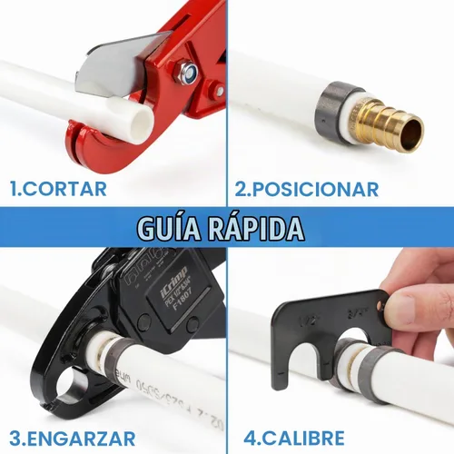 Vista 6 de iCRIMP ICP-1234AH Kit de Herramientas de Crimpado PEX - Anillos de Crimpado de Cobre de 1/2 pulgada y 3/4 pulgada, Crimpadora de Doble