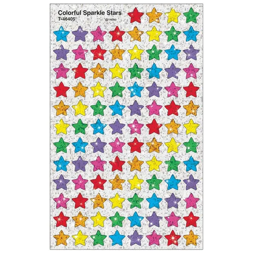 Vista 3 de Pegatinas de estrellas brillantes Trend Enterprises – 1/4 a 1/2 pulgadas – juego de 1300 – rojo, azul, oro, plata
