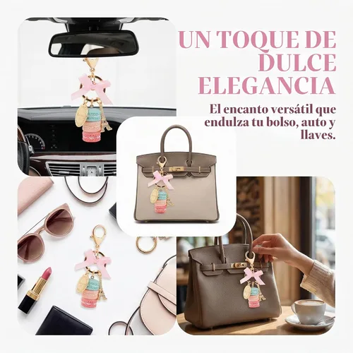 Vista 6 de Llavero Anillo Torre Eiffel Macaron Charm Lindo Colgante Bolsa Charm Monedero