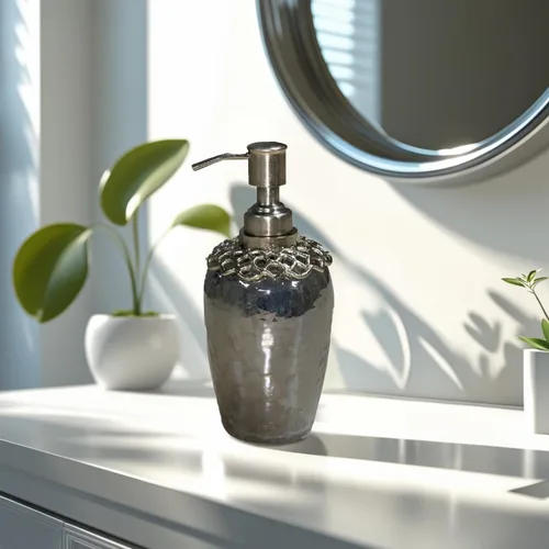 Vista 2 de Decozen Dispensador de jabón – Latón y vidrio acabado dorado recargable jabón líquido y loción, dispensador de bomba de jabón para decoración