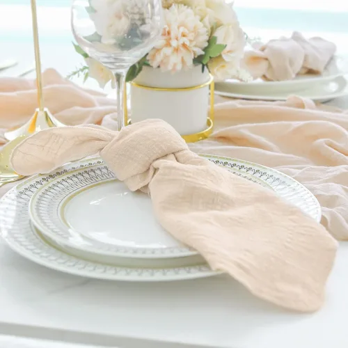 Vista 3 de Servilletas de tela para cena 10 unidades, servilletas de gasa 100% algodón natural suave, servilletas lavables ideales para bodas, decorativas