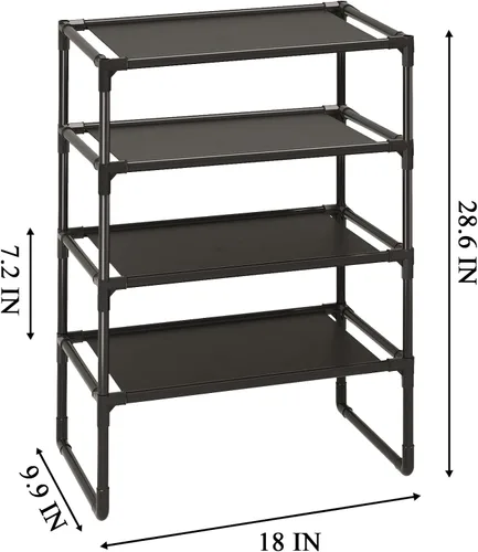 Vista 3 de Zapatero pequeño de 5 niveles para armario y entrada, organizador de zapatos estrecho, soporte apilable para zapatos, de tela no tejida de metal