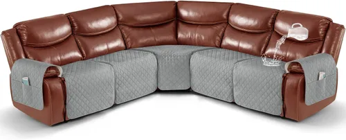 Vista 13 de Ruaozz Fundas de Sofá Seccional Reclinable Extra Grandes Impermeables Funda de Sofá para Sofá Reclinable en Forma de L de 5 Asientos Fundas de Sofá