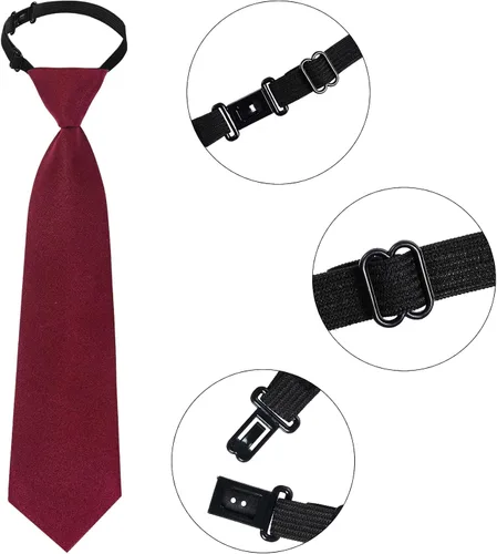 Vista 4 de Sucrain 1 corbata de niño preatada ajustable para boda, graduación, uniforme escolar