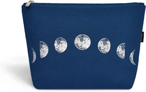 Vista 8 de Eco Right Bolsa de cosméticos de lona: bolsa de maquillaje de viaje para mujeres y niñas, organizador de monedero con cremallera, elegante estética