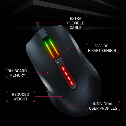 Vista 2 de Cherry Ratón para juegos con cable MC 2.1 con iluminación RGB con botones programables y perfiles de usuario. Cabe en tu mano. Diestro. Sensor Negro