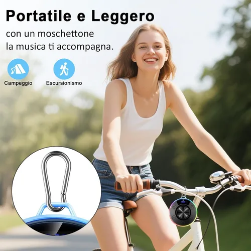 Vista 5 de Altavoz Bluetooth de ducha, IPX7 impermeable altavoces Bluetooth portátiles con ventosa, pantalla digital, graves ricos en sonido estéreo, clip