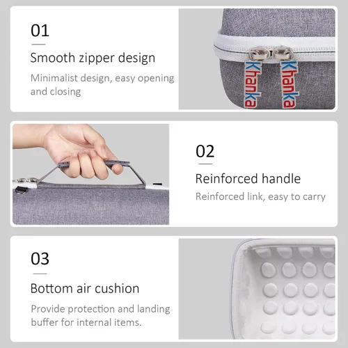 Vista 5 de Khanka Funda de transporte de repuesto para altavoz Bluetooth inalámbrico portátil impermeable JBL Charge 4/5. Espacio adicional para cargador y Gris