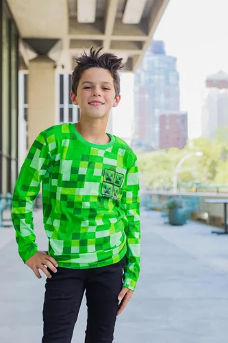Vista 4 de Minecraft Paquete de 2 camisetas gráficas de manga larga para niños de Mobs